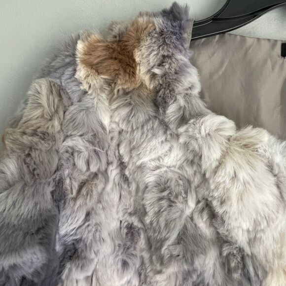 Faux Fur Coat Size M Joh Hook Closure Faux Fur Lilac Gray Cream Brown Fuzzy - Picture 6 of 16